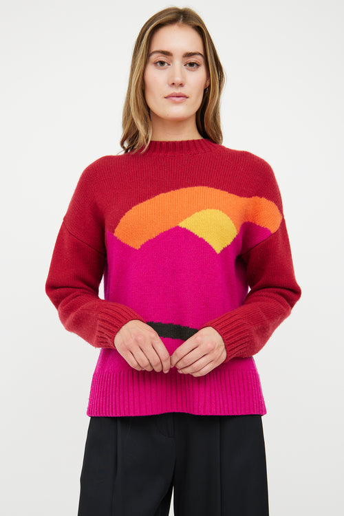 JW Anderson Red Cashmere & Wool Landscape Sweater