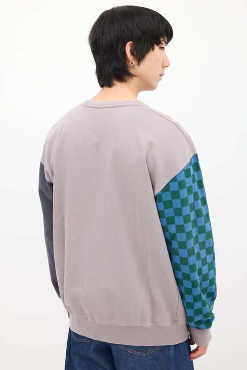 JW Anderson Purple & Multi Checker Panel Logo Sweatshirt