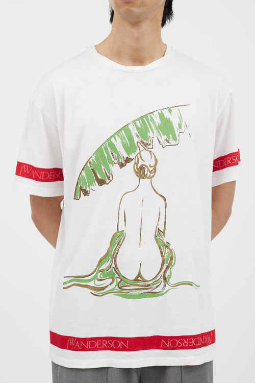 JW Anderson White Palm Lady Print T-Shirt