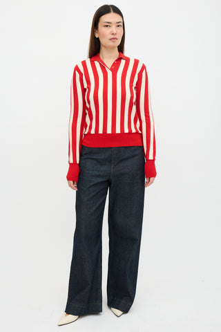 JW Anderson Wool Striped Polo Sweater