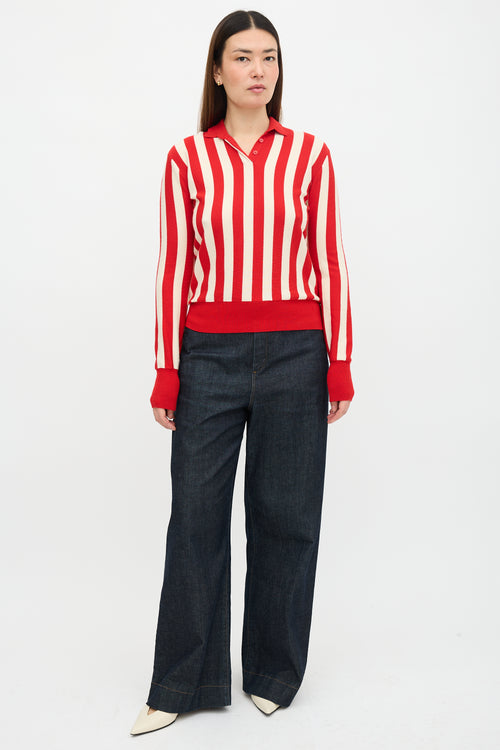 JW Anderson Wool Striped Polo Sweater