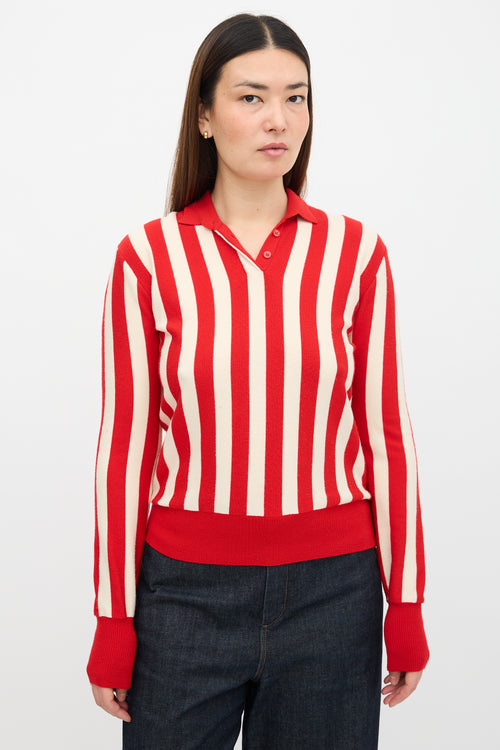 JW Anderson Wool Striped Polo Sweater