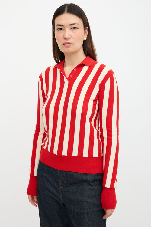 JW Anderson Wool Striped Polo Sweater