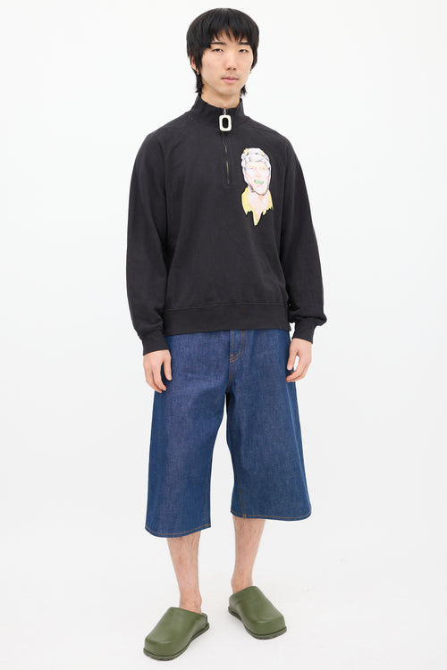 JW Anderson X Pol Anglada Black & Multi Quarter Zip Sweatshirt