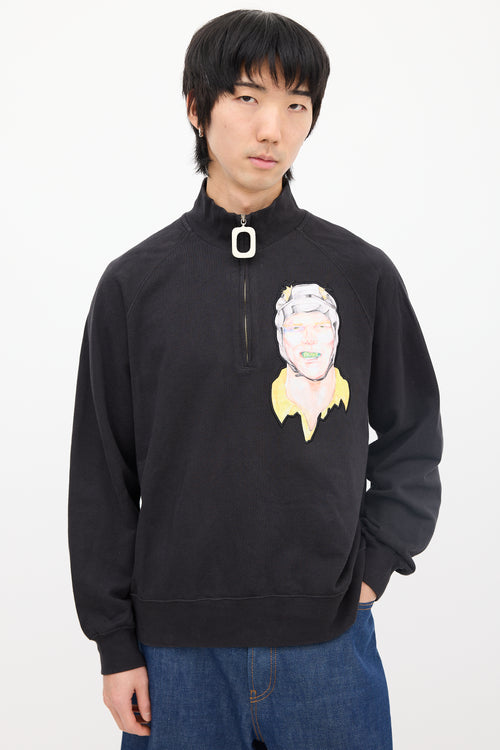 JW Anderson X Pol Anglada Black & Multi Quarter Zip Sweatshirt