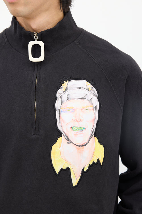 JW Anderson X Pol Anglada Black & Multi Quarter Zip Sweatshirt