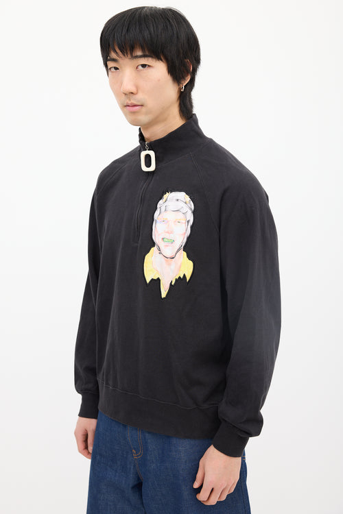 JW Anderson X Pol Anglada Black & Multi Quarter Zip Sweatshirt