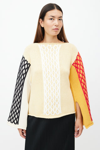 JW Anderson Yellow & Multicolour Panelled Knit Sweater