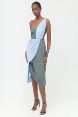 JW Anderson Silk Striped Asymmetrical Dress