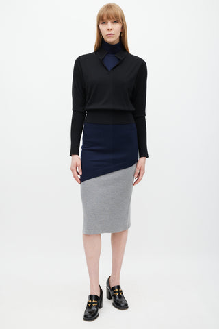 JW Anderson Black Navy & Grey Layered Sweater Dress