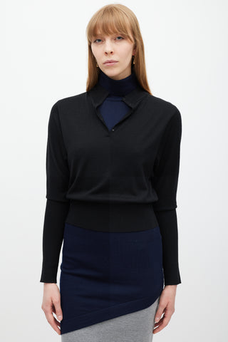 JW Anderson Black Navy & Grey Layered Sweater Dress