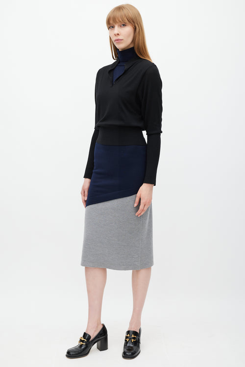 JW Anderson // Black Navy & Grey Layered Sweater Dress VSP Consignment JW Anderson // Black Navy & Grey Layered Sweater Dress VSP Consignment