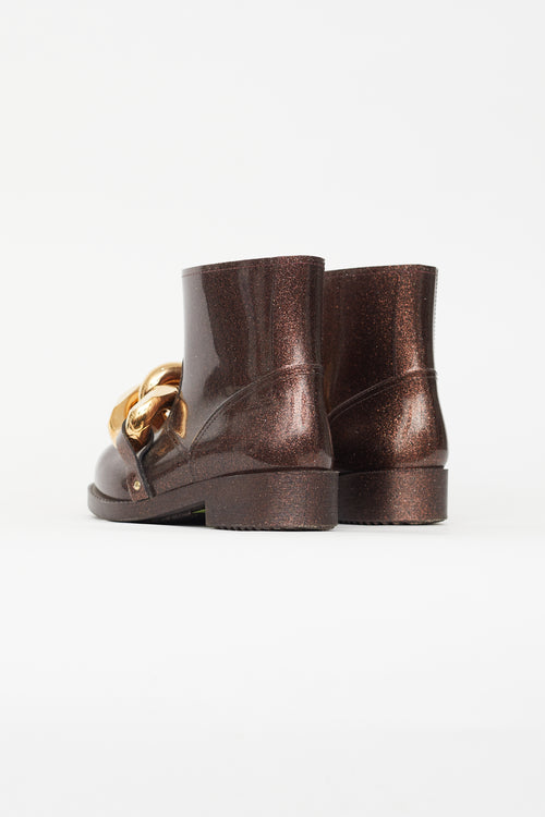 JW Anderson Brown Glitter Rubber Ankle Boot