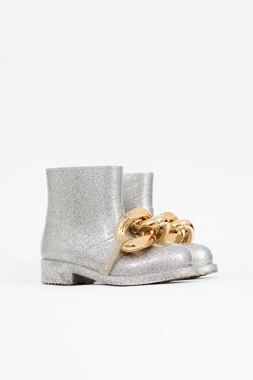 JW Anderson Glitter Rubber Chain Boot