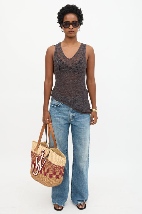 JW Anderson Raffia Patch Logo Belt Tote Bag