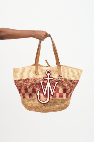 JW Anderson Raffia Patch Logo Belt Tote Bag