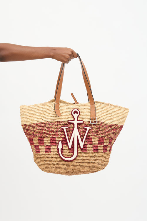 JW Anderson Raffia Patch Logo Belt Tote Bag