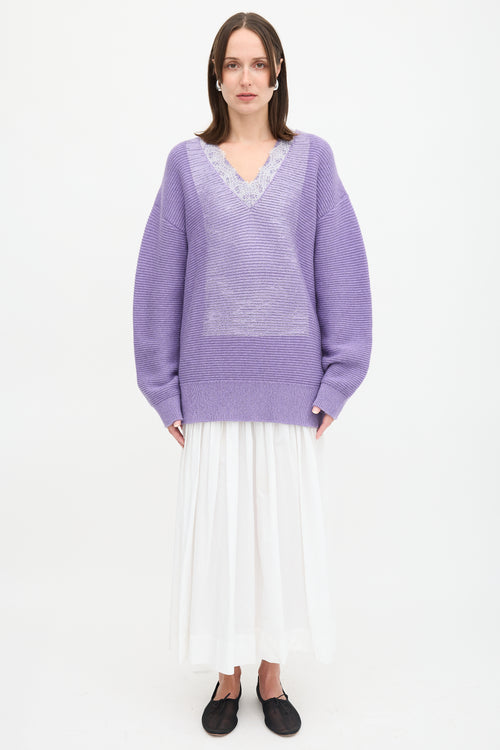 JW Anderson Wool Lace Trimmed Sweater