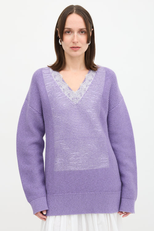 JW Anderson Wool Lace Trimmed Sweater