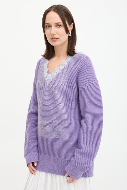 JW Anderson Wool Lace Trimmed Sweater
