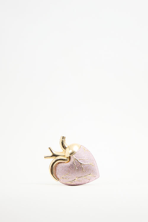 JW Pei Pink & Gold Crystal Maren Heart Bag