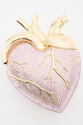 JW Pei Pink & Gold Crystal Maren Heart Bag