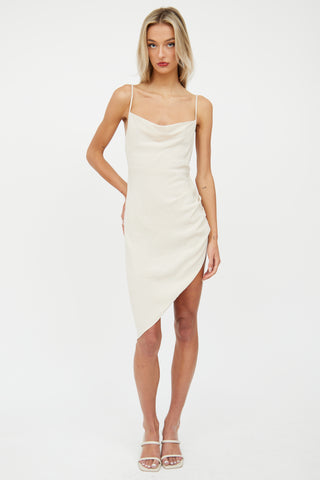 Beige Linen-Blend Strappy Dress Amanda Uprichard