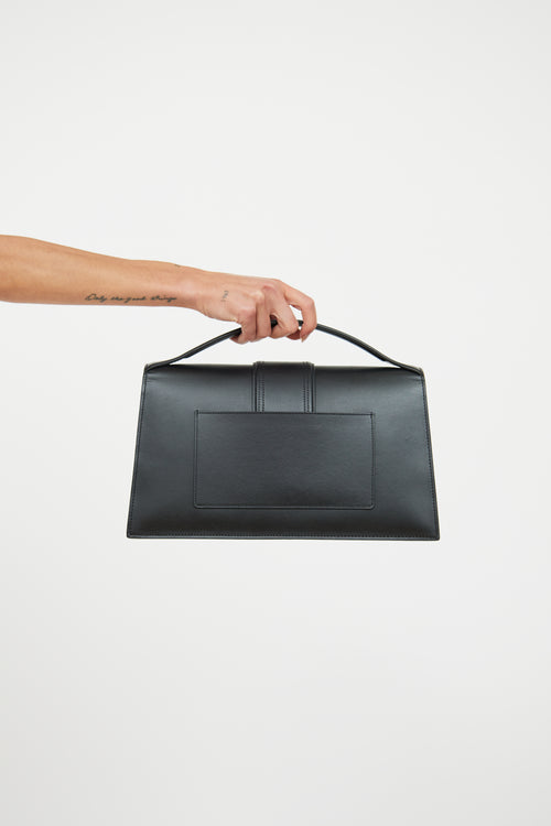 Black Leather Le Bambino Foldover Bag