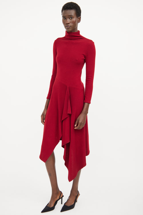 Jacqueline Conoir Red Draped Knit Dress