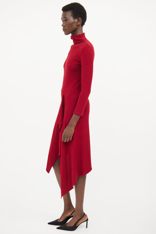 Jacqueline Conoir Red Draped Knit Dress