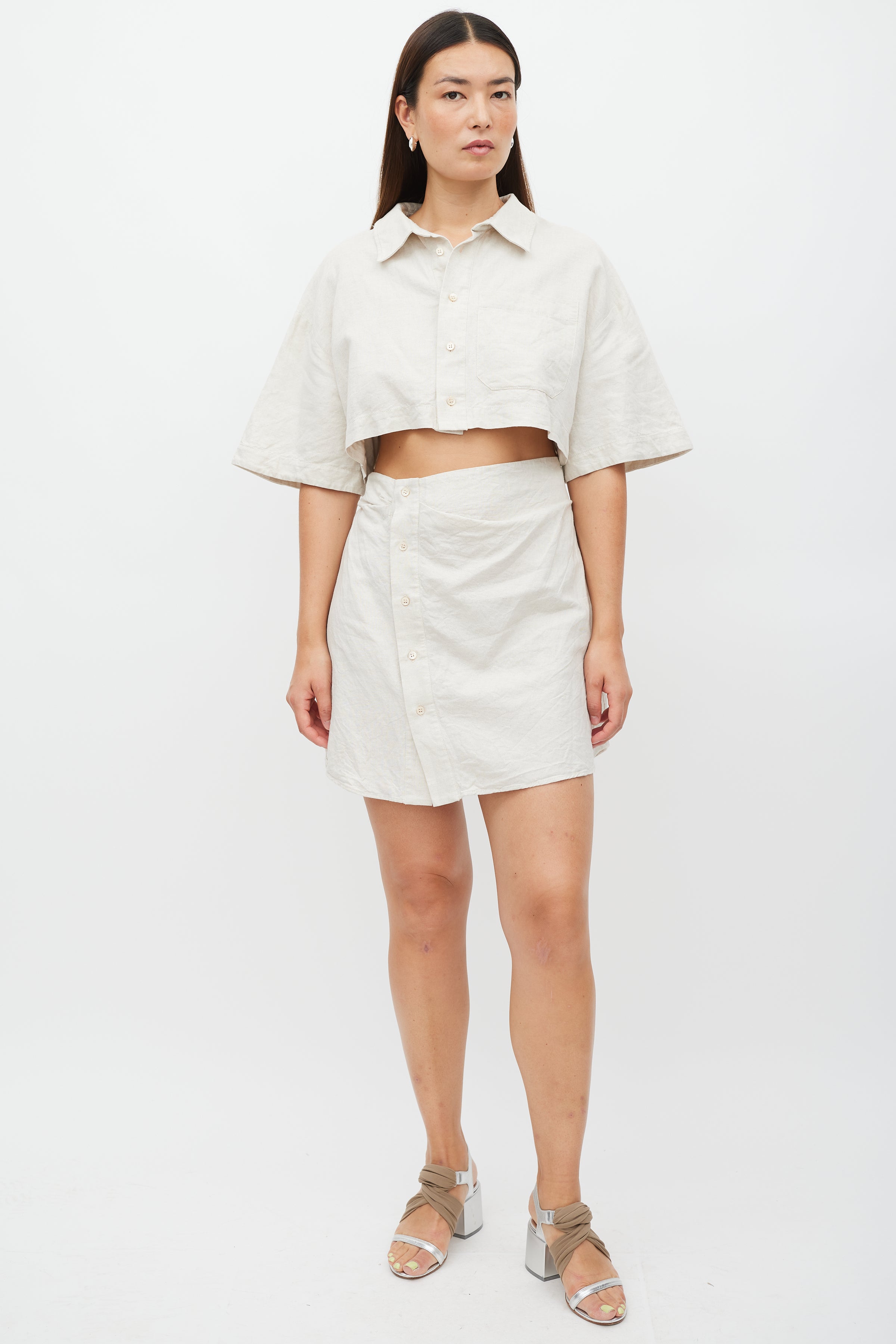 Jacquemus // Beige Linen Le Splash Cut Out Dress VSP Consignment Jacquemus // Beige Linen Le Splash Cut Out Dress VSP Consignment