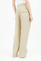 Jacquemus Beige Linen Wide Leg Trouser