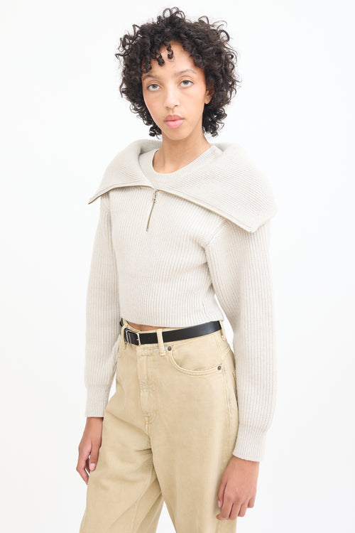 Jacquemus Beige Wool Layered Knit Sweater