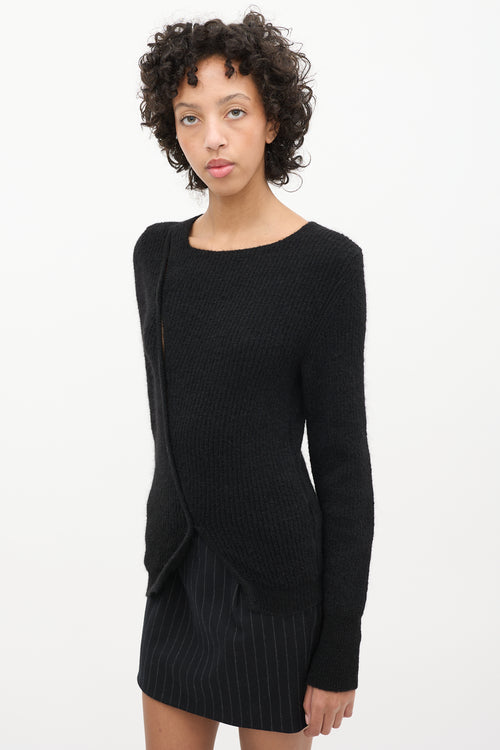 Jacquemus Black Asymmetric La Maille Pau Cardigan