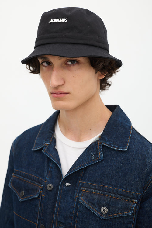 Jacquemus Black Cotton Le Bob Gadjo Bucket Hat