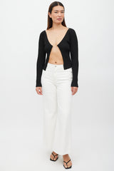 Jacquemus Black & Gold Ribbed Cut Out Top