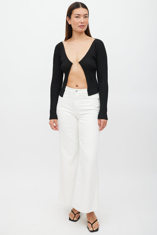 Jacquemus Black & Gold Ribbed Cut Out Top