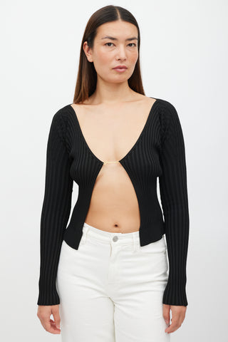 Jacquemus Black & Gold Ribbed Cut Out Top