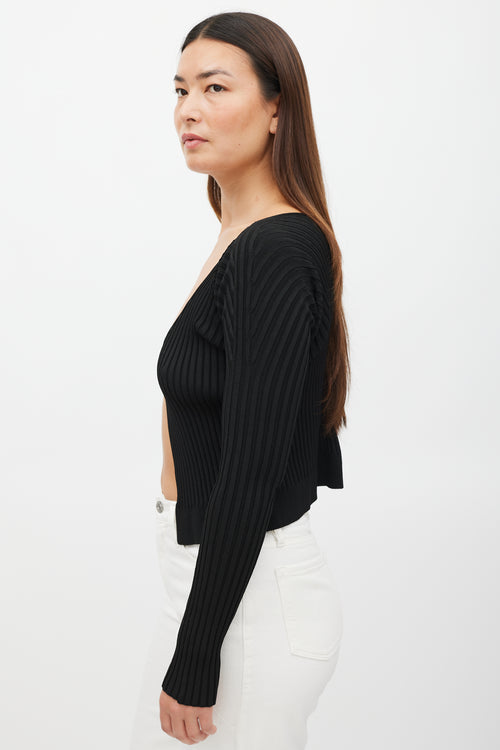 Jacquemus Black & Gold Ribbed Cut Out Top
