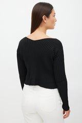 Jacquemus Black & Gold Ribbed Cut Out Top