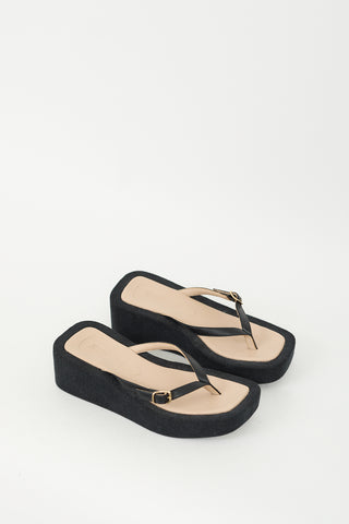 Jacquemus Black Les Tatanes Lin Platform Sandal