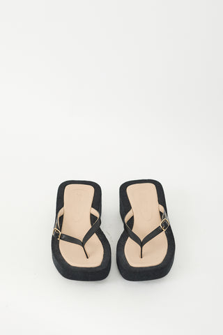 Jacquemus Black Les Tatanes Lin Platform Sandal