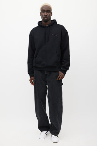 Jacquemus Black & White Embroidered Logo Hoodie