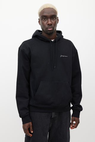 Jacquemus Black & White Embroidered Logo Hoodie