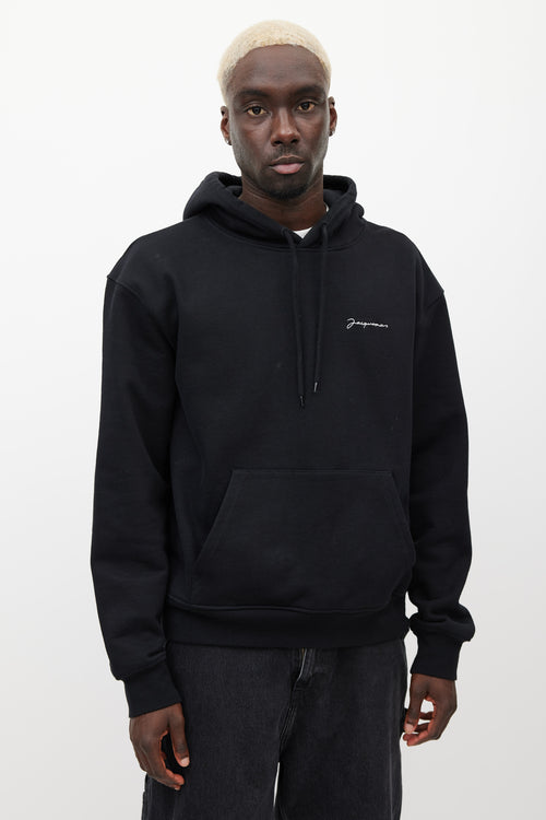 Jacquemus Black & White Embroidered Logo Hoodie