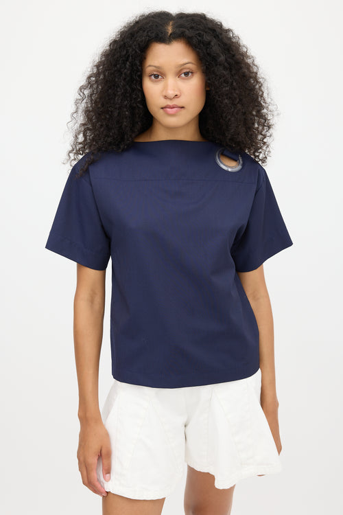 Jacquemus Blue Striped Eyelet Top