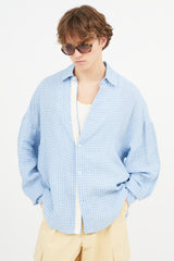 Jacquemus Blue & White La Chemise Santon Check Shirt