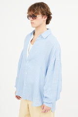 Jacquemus Blue & White La Chemise Santon Check Shirt