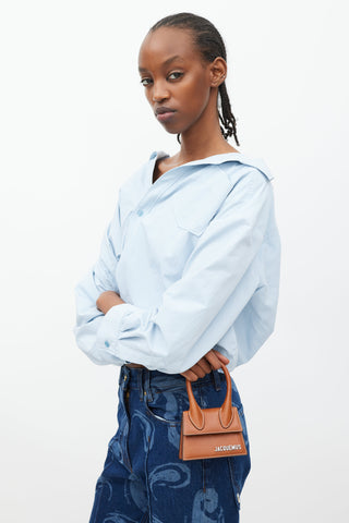 Jacquemus Brown & Beige Leather & Canvas Strap Mini Le Chiquito Bag