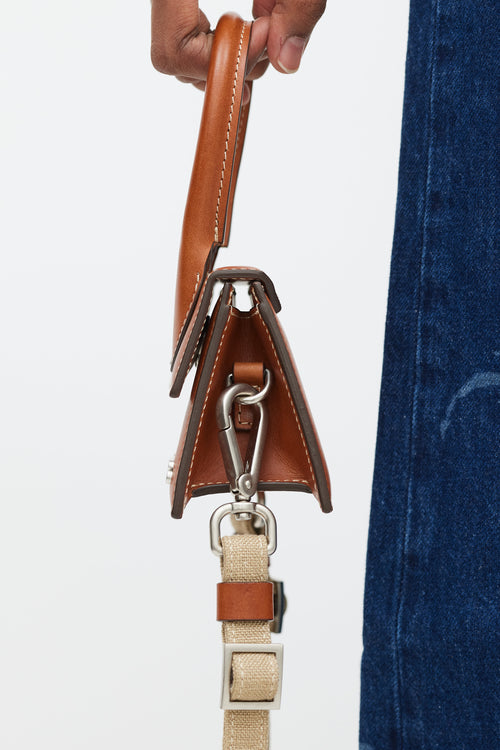 Jacquemus Brown & Beige Leather & Canvas Strap Mini Le Chiquito Bag